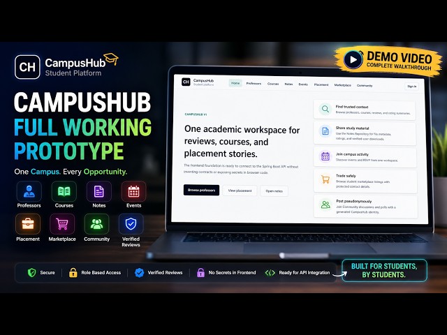 CampusHub V1 Working Prototype Demo | Student Platform for Notes, Events, Placements & Community