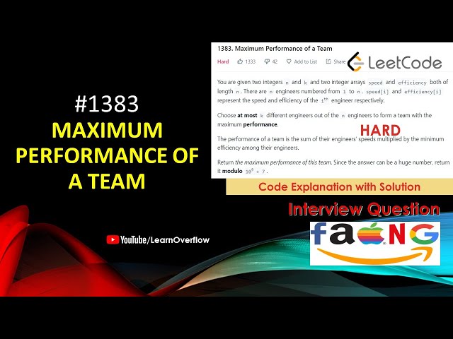 1383. Maximum performance of Team 🔥🔥| Java | Explanation w/ Code | @LearnOverflow