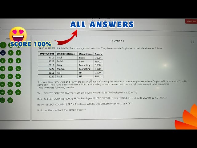 Database Management System Part - 1 Assessment Answers | Infosys Springboard 6.0 #AssessmentDB1