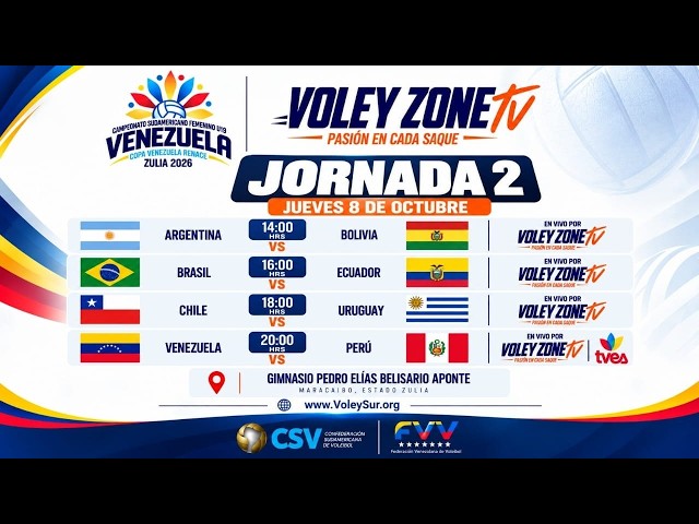 JORNADA 2 || 08/10 || CAMPEONATO SUDAMERICANO U19 FEMENINO DE VOLEIBOL VENEZUELA 2026