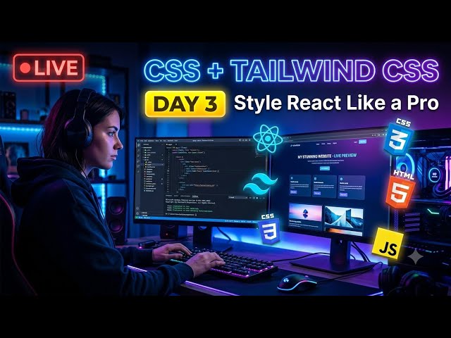 🔴 LIVE | Mastering CSS & Tailwind CSS 🚀 | React.js Learning Journey | Day 3 | Study With Me