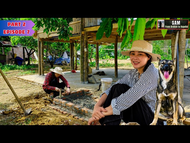 A Girl Building Everything in Her Home With Her Dog