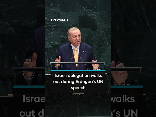 Israeli delegation walks out during Türkiye's President Erdogan address at UNGA