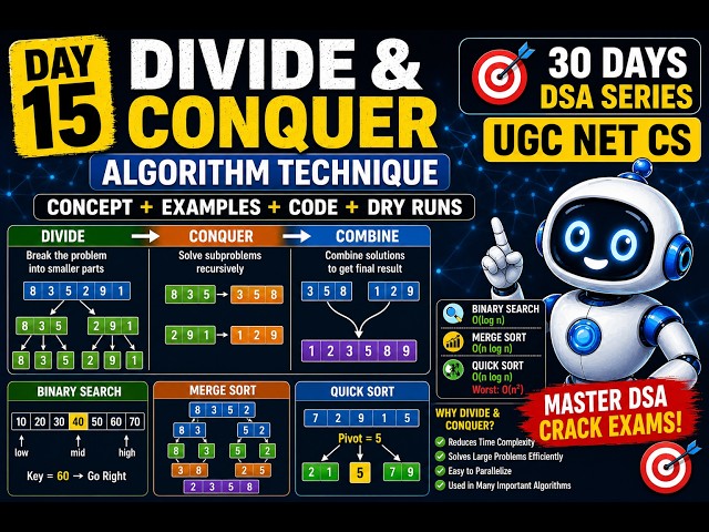 Divide and Conquer Algorithm 🔥 | Merge Sort, Quick Sort & Binary Search Explained | DSA Day 15