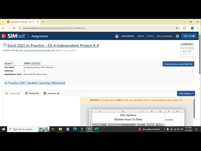 Excel 2021 In Practice - Ch 4 Independent Project 4-4 | Step-by-Step SIMnet Solution|2024 Assignment