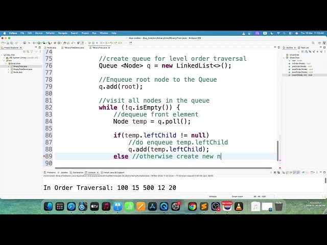 Binary Tree Insert Operation Java Implementation