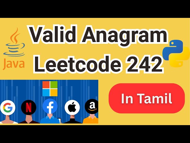 Valid Anagram  Leetcode 242 in Tamil | DSA  in Tamil