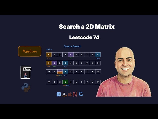 Search a 2D Matrix - Leetcode 74 | Flatten-to-1D Binary Search Trick Beats Two Searches (Java & P...