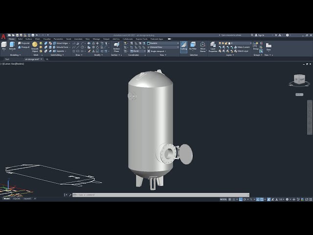 AutoCAD 3D, How to drawing 3d air storage tank, 3d modeling, autodesk, sketches Part 1