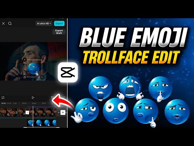 Trending Blue Emoji Trollface Edit In Capcut | Capcut Trollface Video Editing | Trollface Tutorial