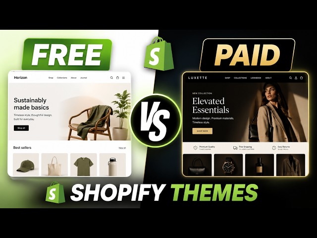 Shopify Theme Tutorial for Beginners | Free vs Paid Themes | Shopify Course #2