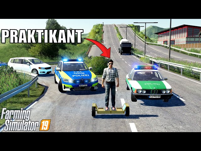 LS19 - Praktikant fährt mit HOVERBOARD auf die Autobahn und ärgert die Polizei!