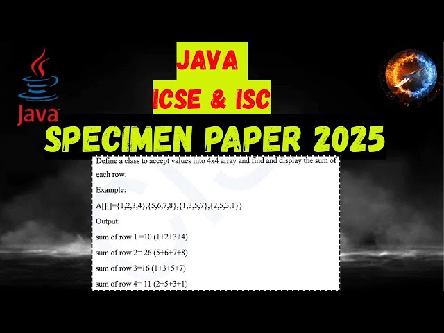4×4 Array Row Sum in Java | ICSE Class 10 & ISC 12 | Simple Explanation + Code |