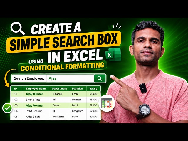 Create a Simple Search Box in Excel using Conditional Formatting