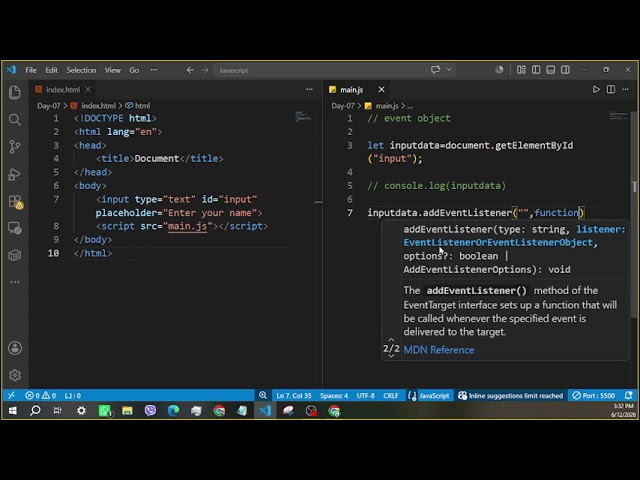 Event object in JS