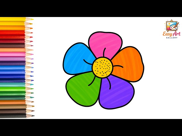 How to Draw a Colorful Flower 🌸 | Easy Flower Drawing for Kids | Step by Step