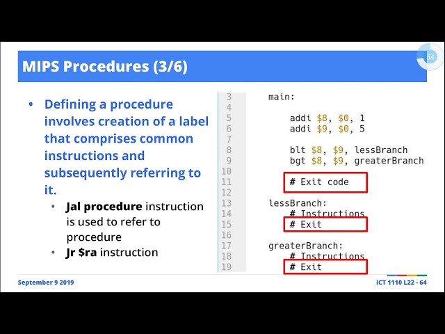 [Excerpts] MIPS Assembly Language: Implementing and Using Procedures