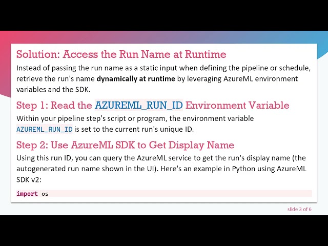 How to Pass an AzureML Pipeline Run Name to Your Job Command