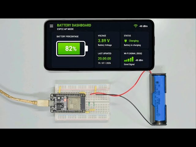Battery Monitoring System using ESP32 | Live Web Dashboard