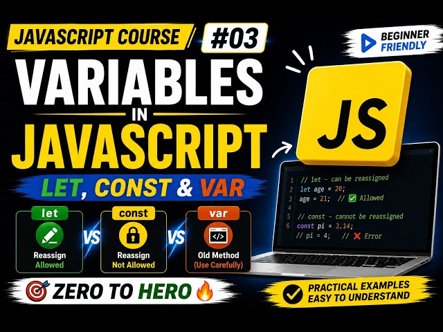 JavaScript Tutorial #03 | Variables in JavaScript | let, const & var | Urdu/Hindi