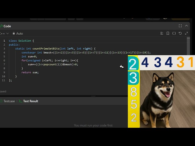 C++ Py3 bitmask速解Leetcode 762  Prime Number of Set Bits in Binary Representation