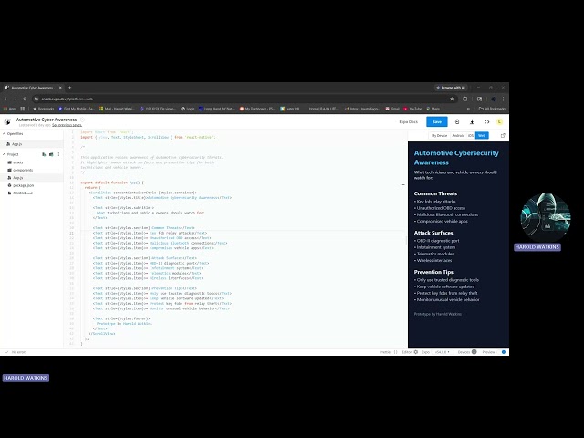React Native Mobile App | Automotive Cybersecurity Awareness Tool