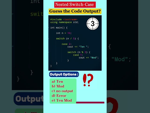 C++ switch case CODE challenge 🧠‼️# 50 #coding #cs #programming #cpp #codinginterview