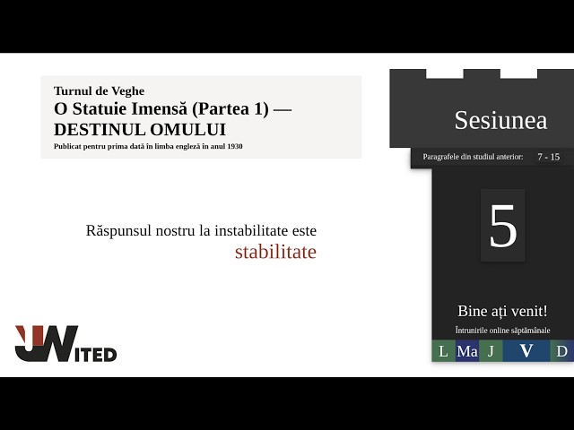 Studiu Biblic - „O Statuie Imensă (Partea 1)” , sesiunea a 5-a,  partea a 2-a