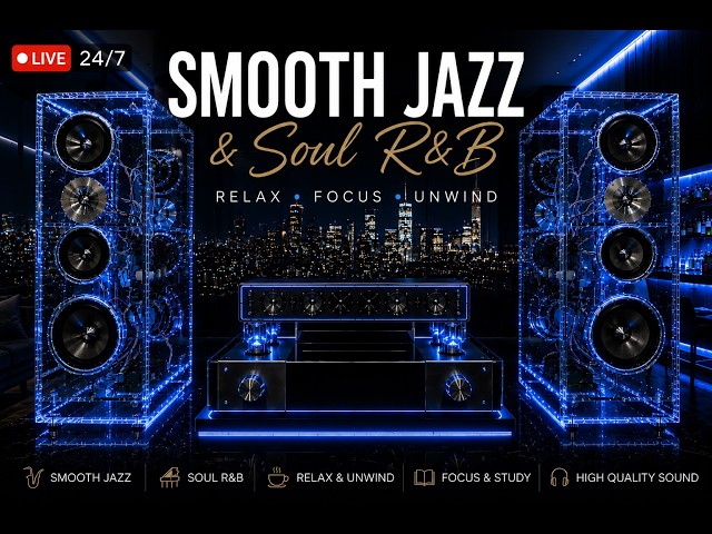 🔴 LIVE 24/7 | Smooth Jazz & Soul R&B Relaxing Music 🎷 Elegant Night Lounge for Focus, Study, Work