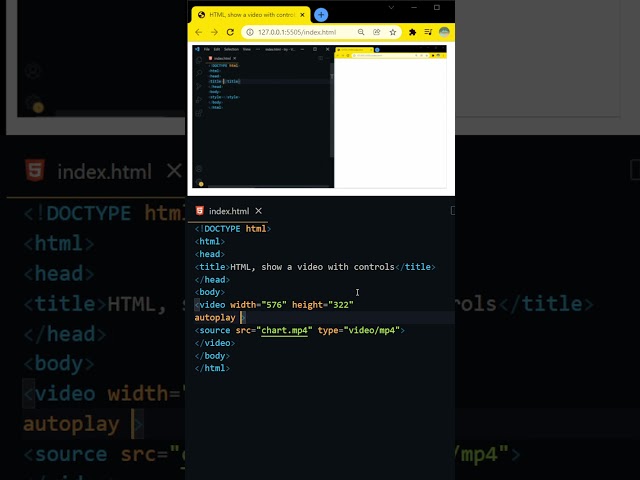 HTML, show a video with autoplay property and controls added