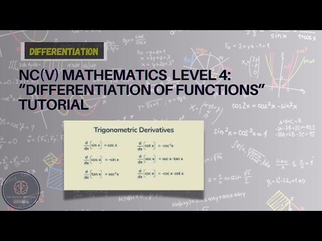 DIFFERENTIATION OF FUNCTIONS | NCV MATHEMATICS L4 TUTORIAL