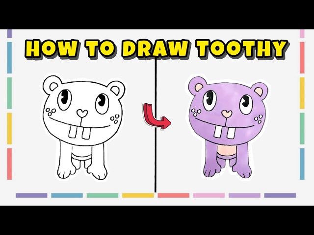 How to Draw Toothy from Happy Tree Friends – Art with Colorful Markers