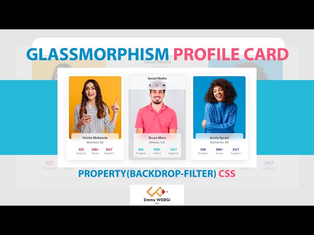 Glassmorphism Card Profile | Propiedad (backdrop-filter: blur) con HTML5 y CSS3