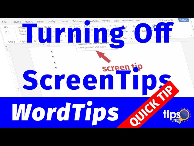 Turning Off ScreenTips