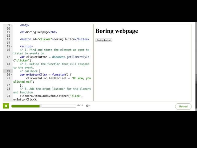 Adding an event listener (Video Version)