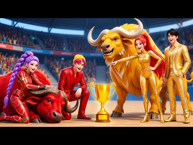 Golden Family VS Ruby Family- RUMI Gets Magic Buffalo Racing Championship - KPOP Demon Hunters