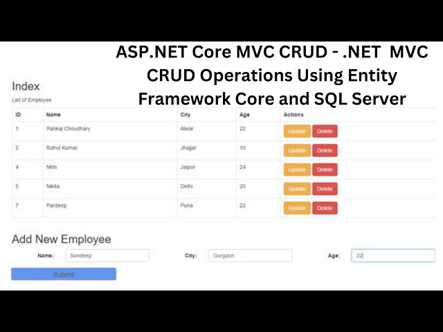 ASP.NET Core MVC CRUD - .NET 6 MVC CRUD Operations Using Entity Framework Core and SQL Server