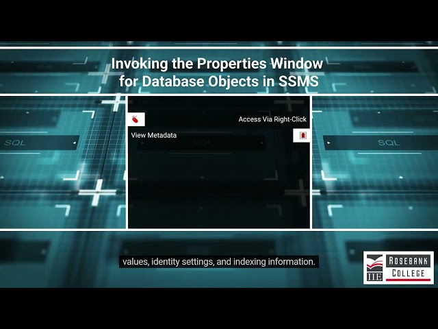 Invoking the properties window for database objects in SSMS (LU6/LO12)