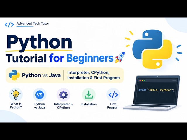 Python Basic Introduction 🚀 | Python vs Java, Interpreter, CPython, Installation & First Program
