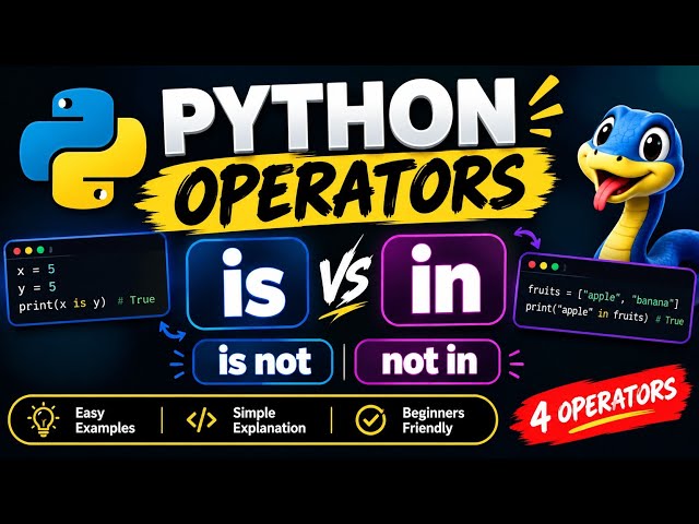 Python Identity & Membership Operators Explained 🐍 | is, is not, in, not in