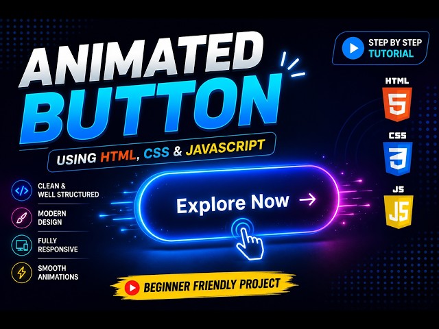 How to Create an Animated Button Using HTML CSS & JavaScript | Beginner Project