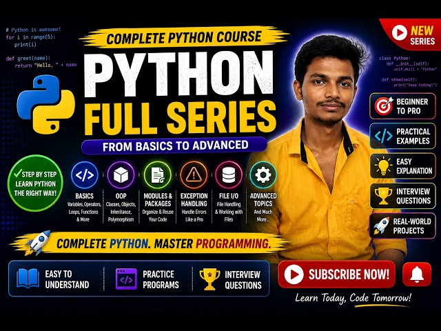 Python Full Course for Beginners 2026 | Complete Python Tutorial | From Basics to Advanced | Python