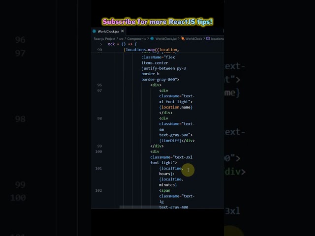Build a Live Updating Digital World Clock Component in ReactJS #reactjs #clock #tailwindcss #designs