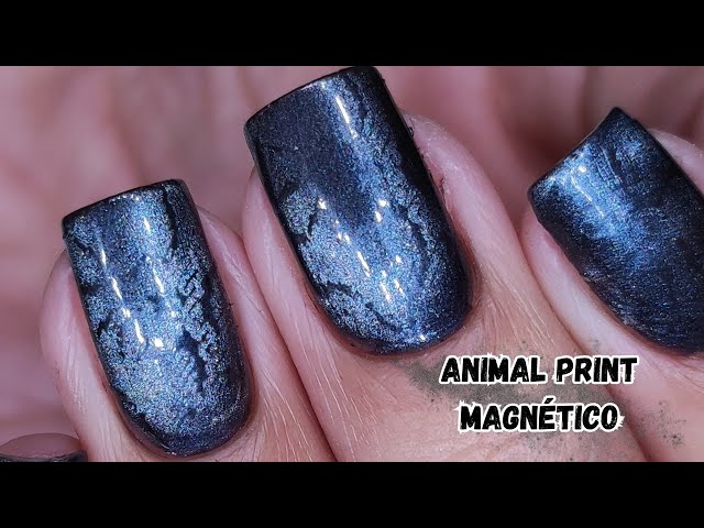 TUTORIAL UNHA DECORADA FÁCIL ANIMAL PRINT MAGNÉTICO COM PLACA E CARIMBO APIPILA 