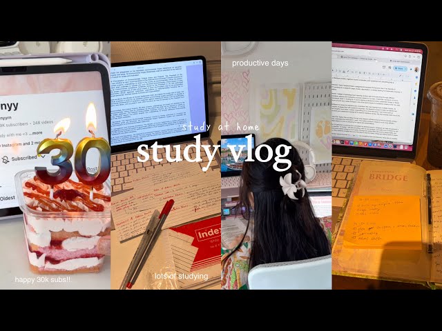 STUDY VLOG: realistic study sessions at home! 📚 productive week, midterms prep, exams, 5am vlog