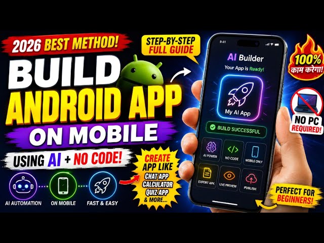 Build Android App on Mobile 📱 | AI + No Code (2026 Hindi Guide)