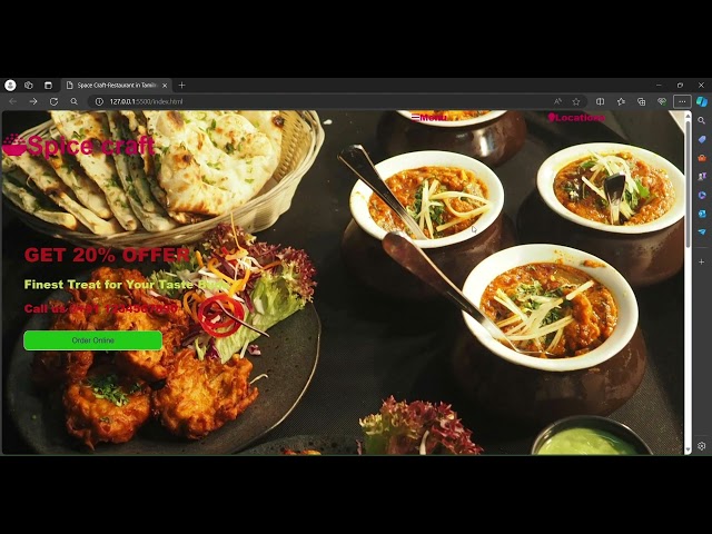 Simple Restaurant website using HTML and CSS