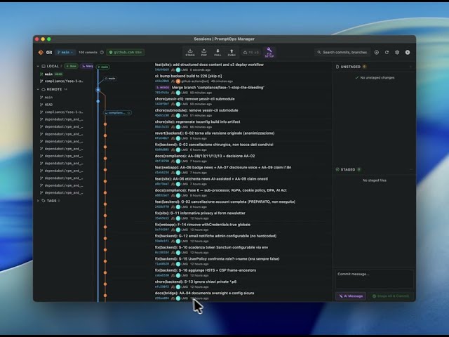 Git Explorer in PromptOps: AI Commit Messages, Conflict Resolution & Git Workflow