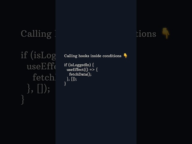 React Mistake in 30 Seconds ❌Calling Hooks Conditionally #facts #frontend #frontendcourse
