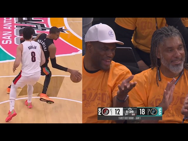Wemby crazy handle for bucket has Tim Duncan and David Robinson loving it 🔥